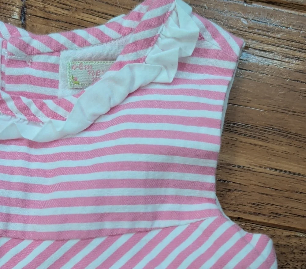 Newborn Mayoral Pink and White Striped Baby Dress